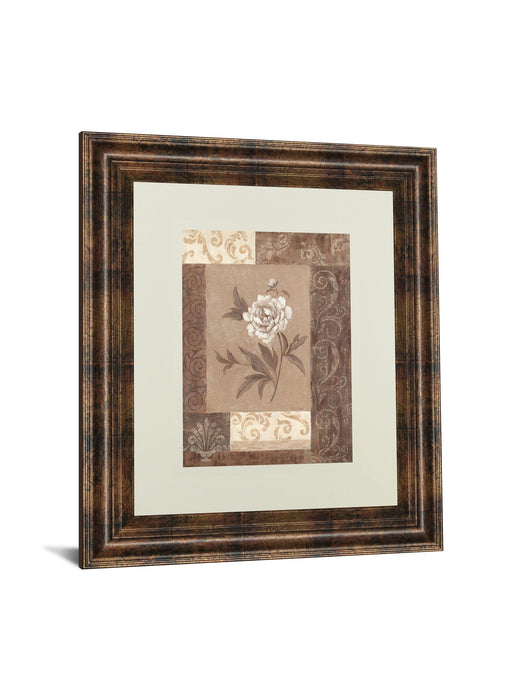 Single Peony By Vivian Flasch - Framed Print Wall Art - Light Brown