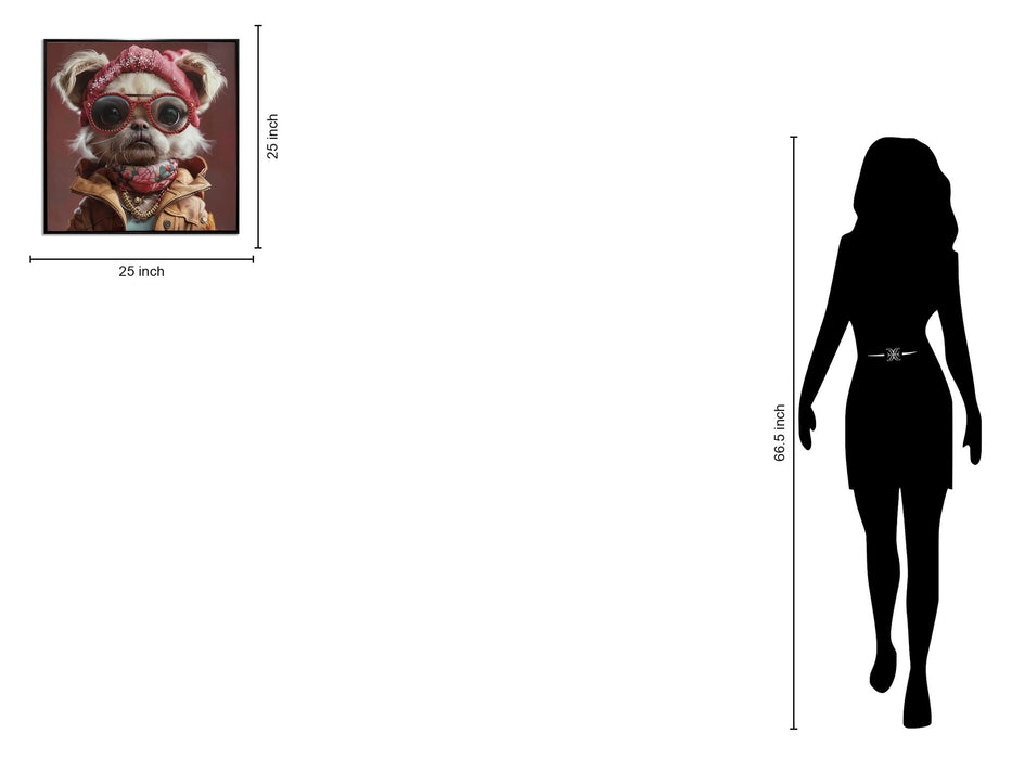 Glam Pup Portrait - 25" x 25" Framed Wall Art