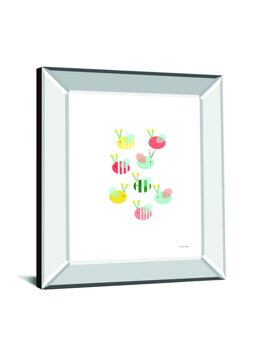 Bumblebee Friends By Ann Kelle - Mirror Framed Print Wall Art - White