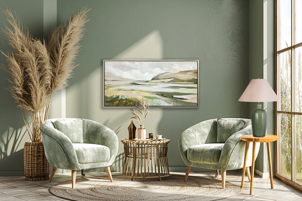 "Verdant Elegance" Ceramic Table Lamp (Set of 2) - Sage Green / Asb