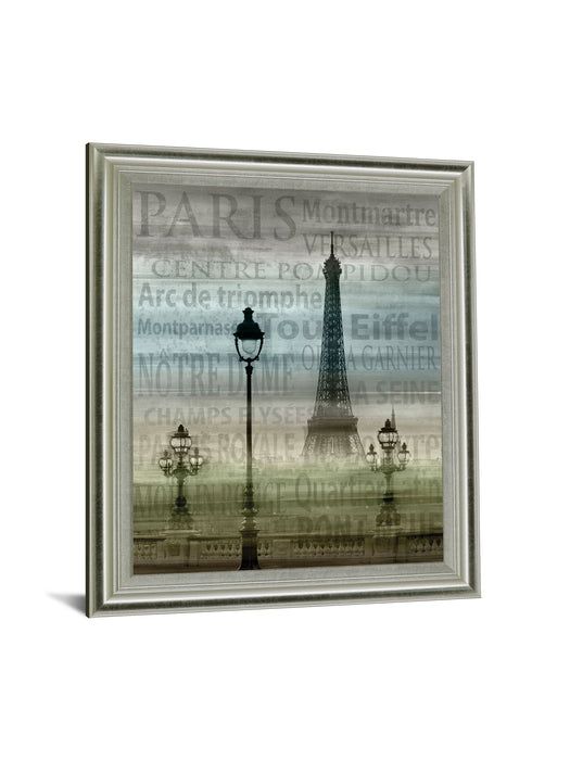 Foggy Paris Vista - 28" x 34" Framed Wall Art - Gray