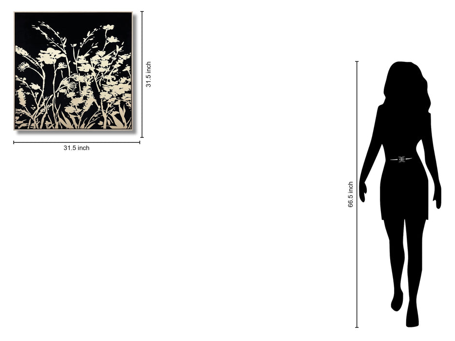 Gilded Meadow Silhouette - 32" x 32" Framed Wall Art