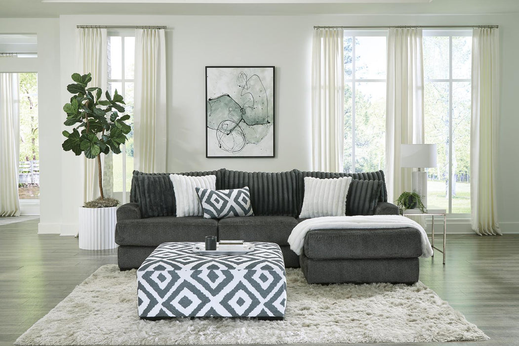 Tweed Gunmetal Chaise Sectional