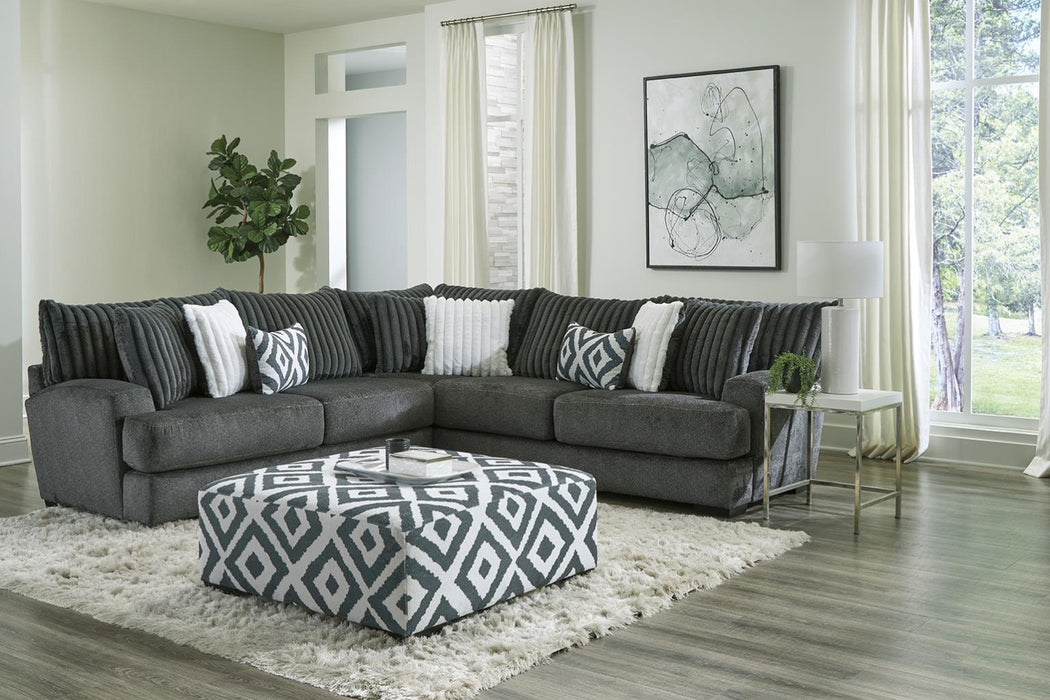 Tweed Gunmetal Chaise Sectional