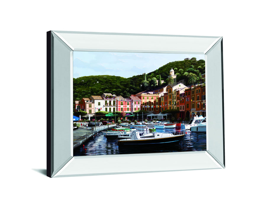 Sunshine Over Portofino By Saunders B. Mirrored Frame - Green