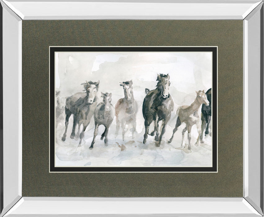 Running Wild By Carol Robinson - Mirror Framed Watercolor Print Wall Art - White