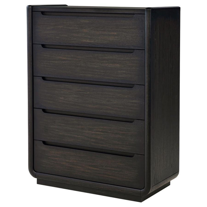 Leandro - 5-Drawer Bedroom Chest Of Drawers - Burnished Black