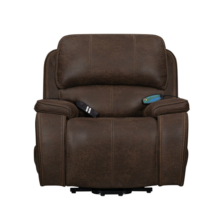Brookings - Power Lift Recliner With Heat & Massage - Brown