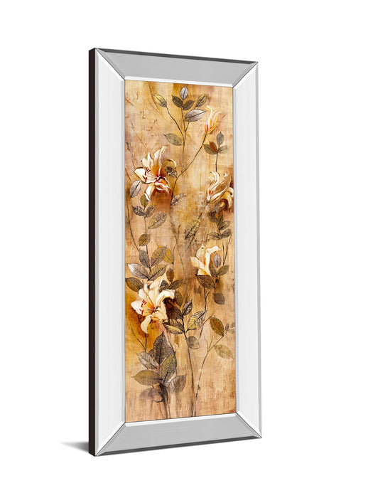 Candlelight Lilies I By Douglas - Mirror Framed Print Wall Art - Beige