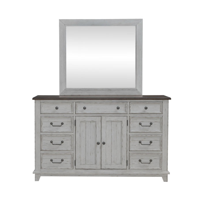 River Place - Dresser & Mirror - Riverstone White & Tobacco