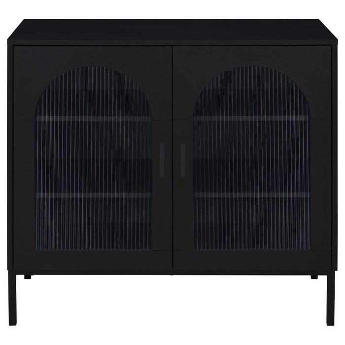 Jess - 2-Door Arched Fluted Glass Accent Cabinet - Black