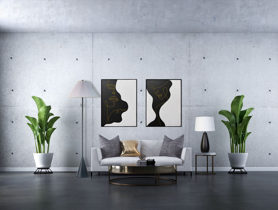 Contour Muse II Hand-Painted Canvas In Frame - Black / White