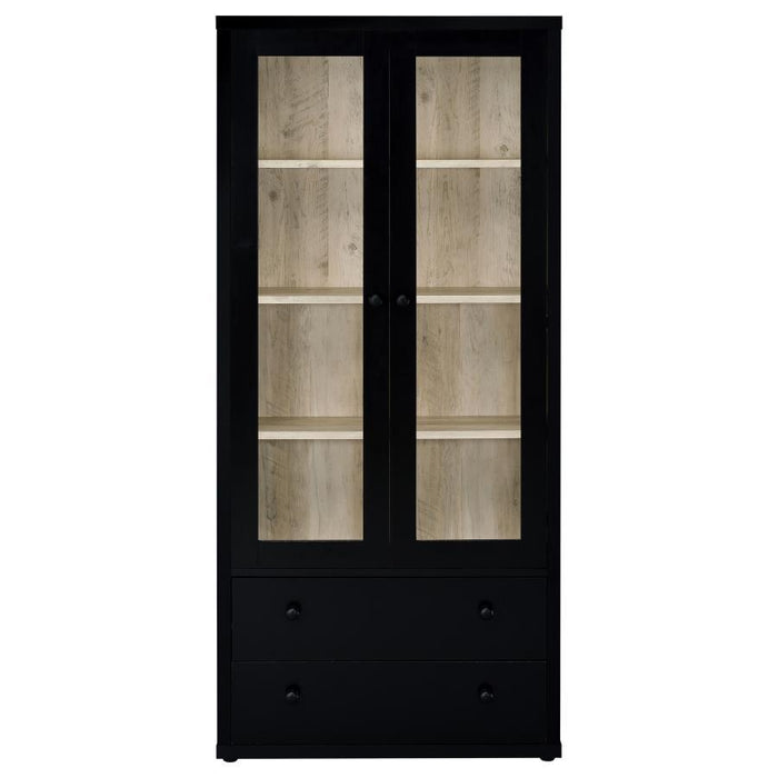 Hawthorne - 4-Shelf Glass Door Tall Cabinet With Drawers