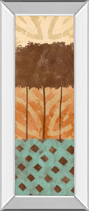 Tribal Trio Il By Alonzo Saunders - Mirror Framed Print Wall Art - Light Brown