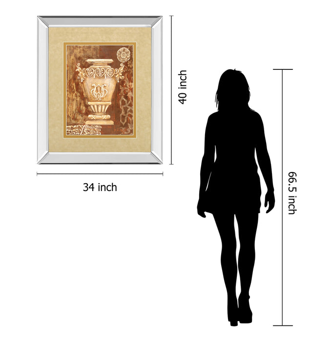 Precious Antiquity Il By Studio Nuvo - Mirror Framed Print Wall Art - Light Brown
