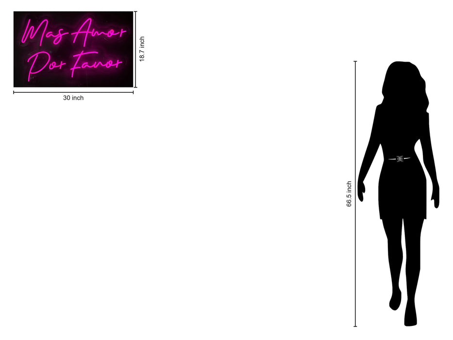 "Mas Amor Por Favor" LED Neon On Acrylic - Pink / Black