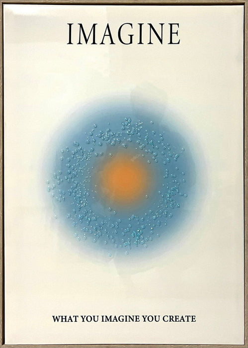 "Radiant Imagine" Hand-Embellished Canvas In Frame - Blue / Orange