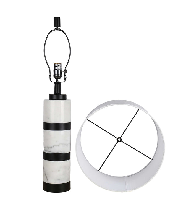 "Marble Harmony" Marble Table Lamp - White Marble / Matte Black