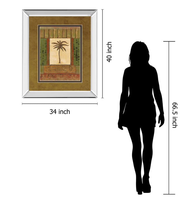Classic Palm I By Rebecca Burton - Mirror Framed Print Wall Art - Light Brown