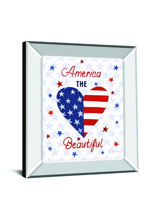 America The Beautiful II By Farida Zaman - Mirror Framed Print Wall Art - White