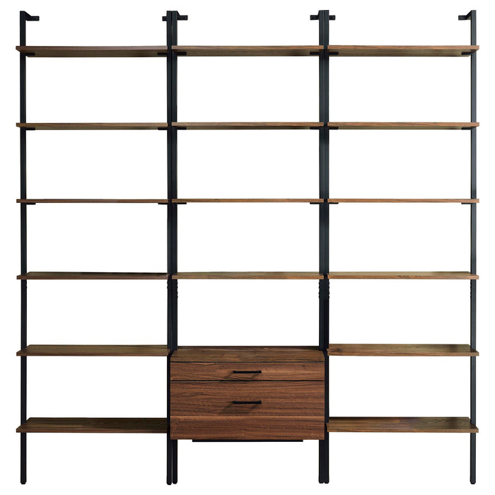 Owens - 3 Piece Wall Mounted Bookshelf Set - Walnut