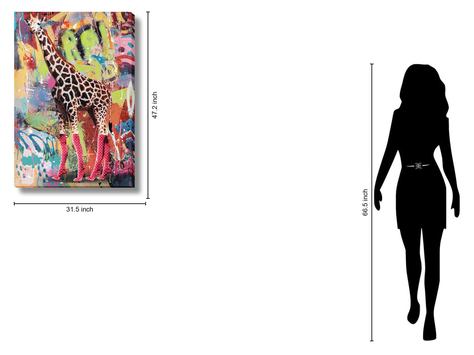Neon Boots Giraffe - 47" x 32" Framed Wall Art
