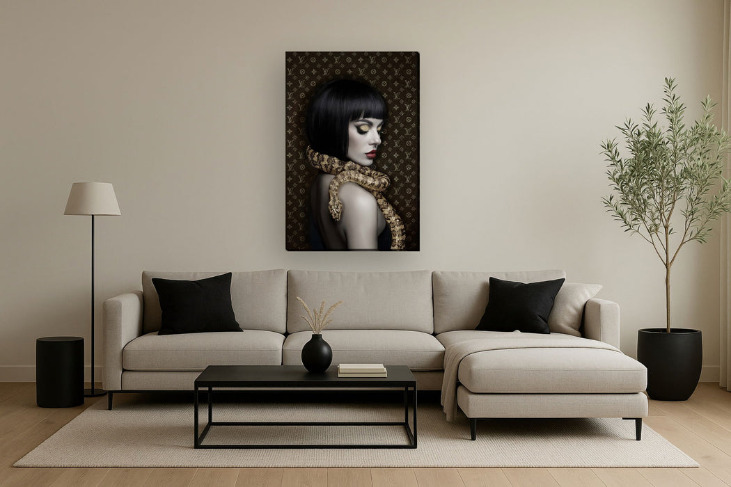 Gilded Serpent Muse - 32" x 48" Framed Wall Art