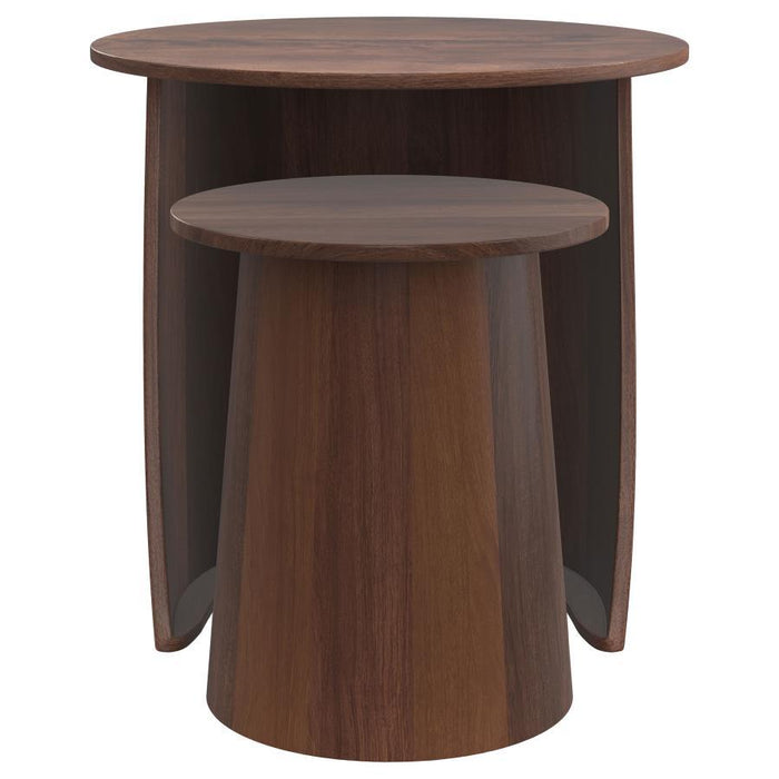Yency - 2 Piece Round - Mango Wood Nesting Table Set - Dark Brown