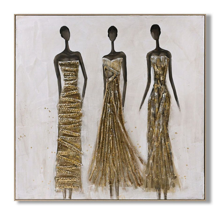 Golden Silhouette Trio - 40" x 40" Framed Wall Art