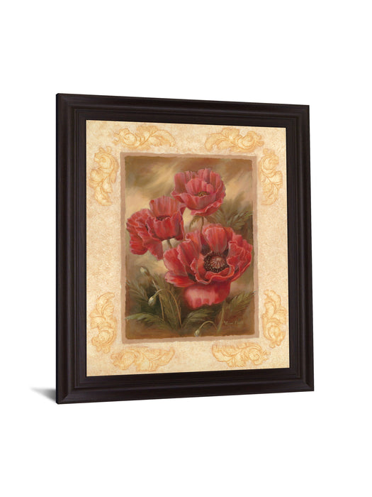 Crimson Poppies Trio - 28" x 34" Framed Wall Art - Red