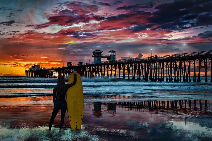 Dusk At The Pier (Small) - Purple