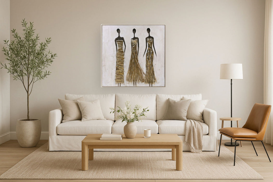 Golden Silhouette Trio - 40" x 40" Framed Wall Art
