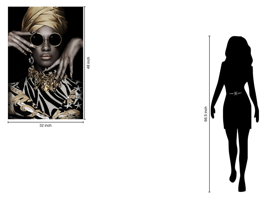 Golden Vogue Muse - 32" x 48" Framed Wall Art