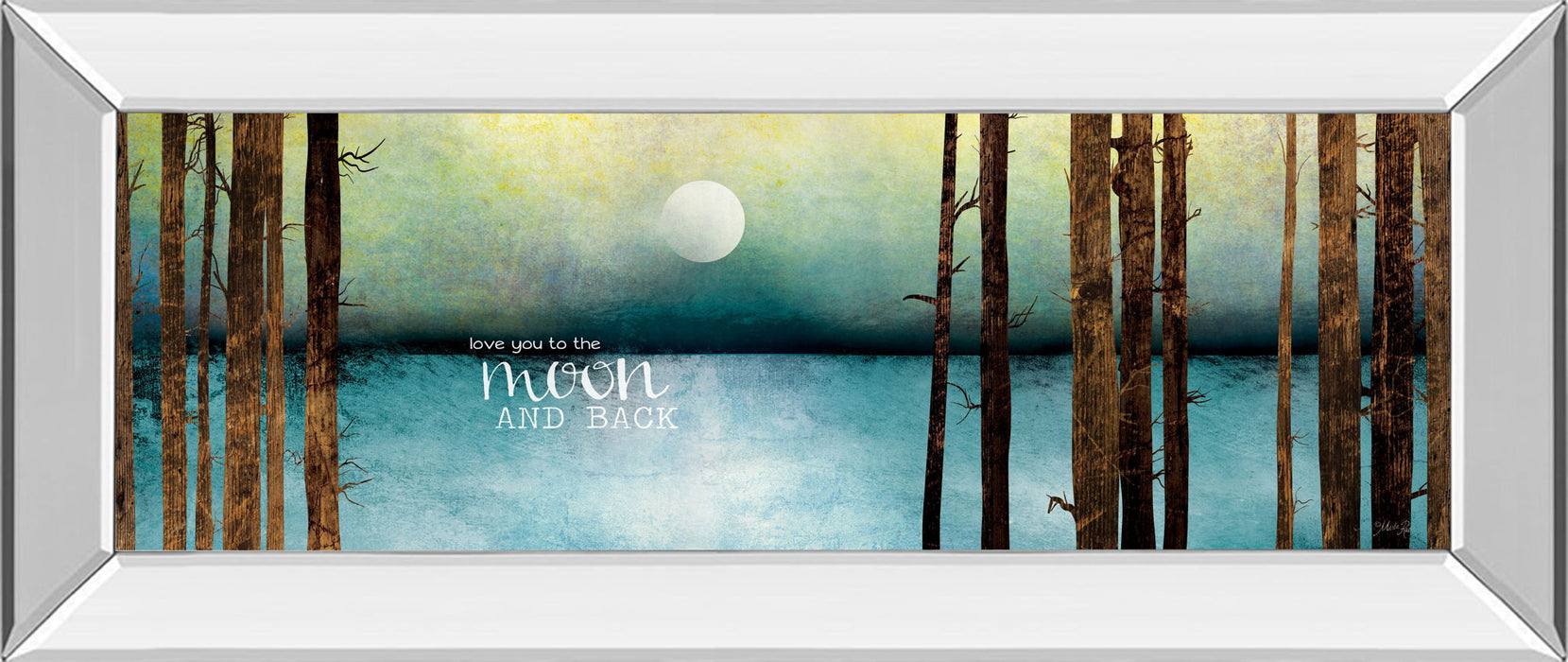 Love You To The Moon And Back By Marla Rae - Mirror Framed Print Wall Art - Blue
