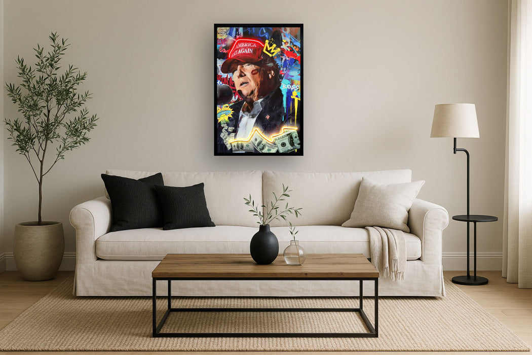 Flux Neon Graffiti - 25" x 37" Framed Wall Art