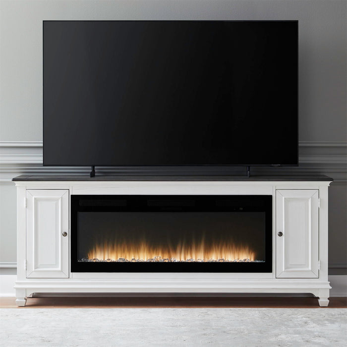 Fireplace TV Consoles - 417 80" Console With Fire FTS - White
