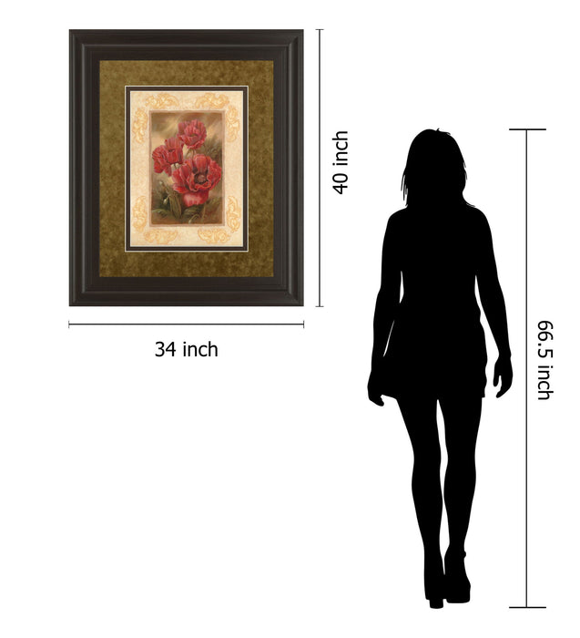 Daphne's Poppies By Vivian Flasch - Framed Print Wall Art - Light Brown