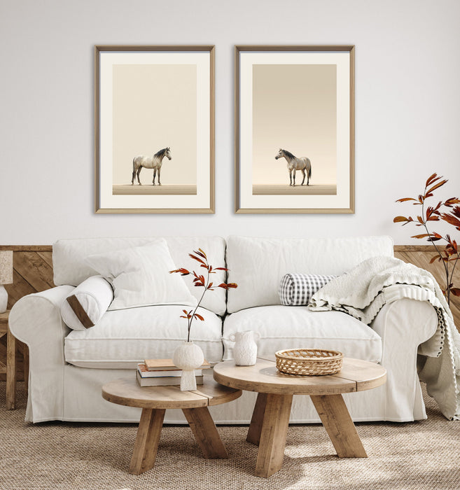 Quiet Stallion I Print on Paper In Frame - Beige / Brown
