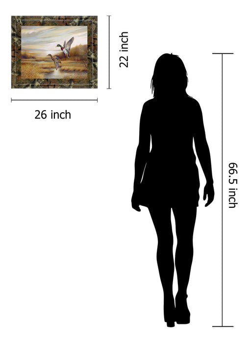 22x26 Mallards By Ruanne Manning And Mossy Oak Native Living - Framed Print Wall Art - Dark Brown