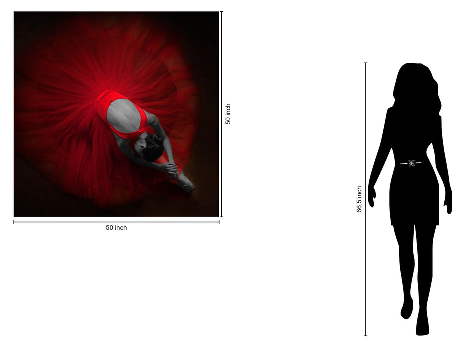 Floating Tempered Glass With Foil Ballerine In Red - Red