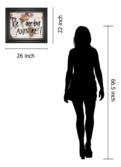 World On Wood By Sd Studios - Framed Print Wall Art - Dark Brown