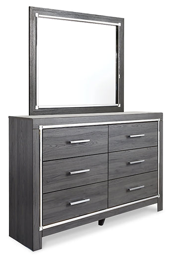 Lodanna Full Upholstered Panel Headboard Bed with Mirrored Dresser, Chest and Nightstand