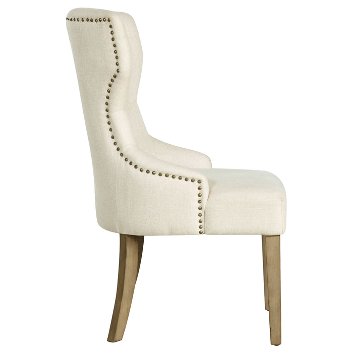 Baney Fabric Upholstered Dining Side Chair Beige and Rustic Honey