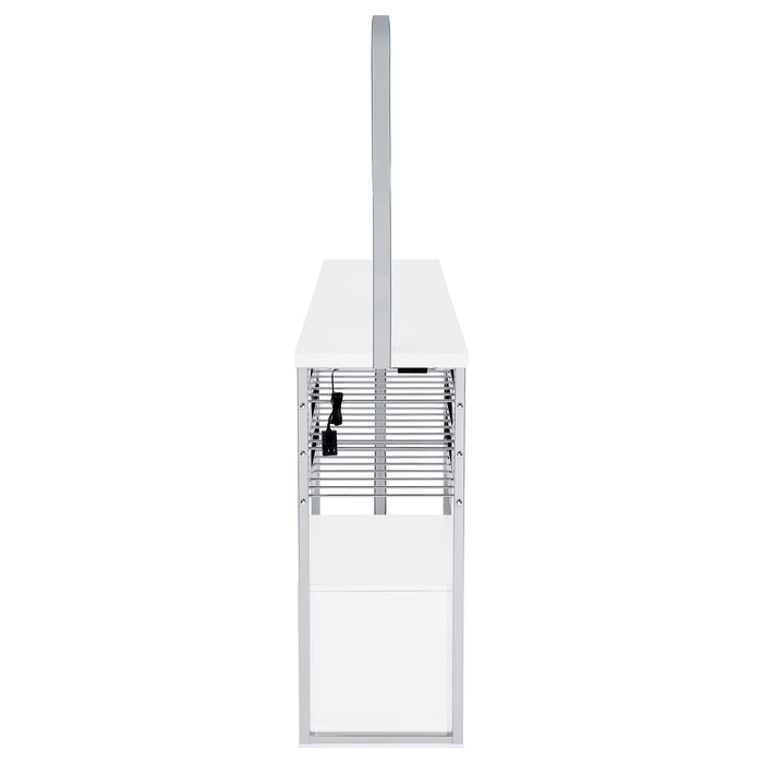 Risley 2-door Circular LED Wine Cabinet White High Gloss
