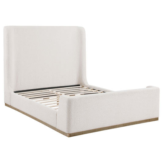 Nala Eastern King Bouclé Upholstered Platform Bed Cream