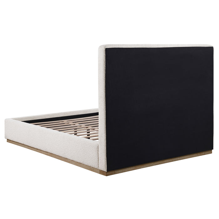 Knox Eastern King Bouclé Upholstered Platform Bed Cream