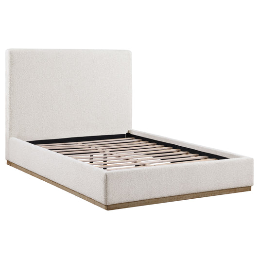 Knox Eastern King Bouclé Upholstered Platform Bed Cream