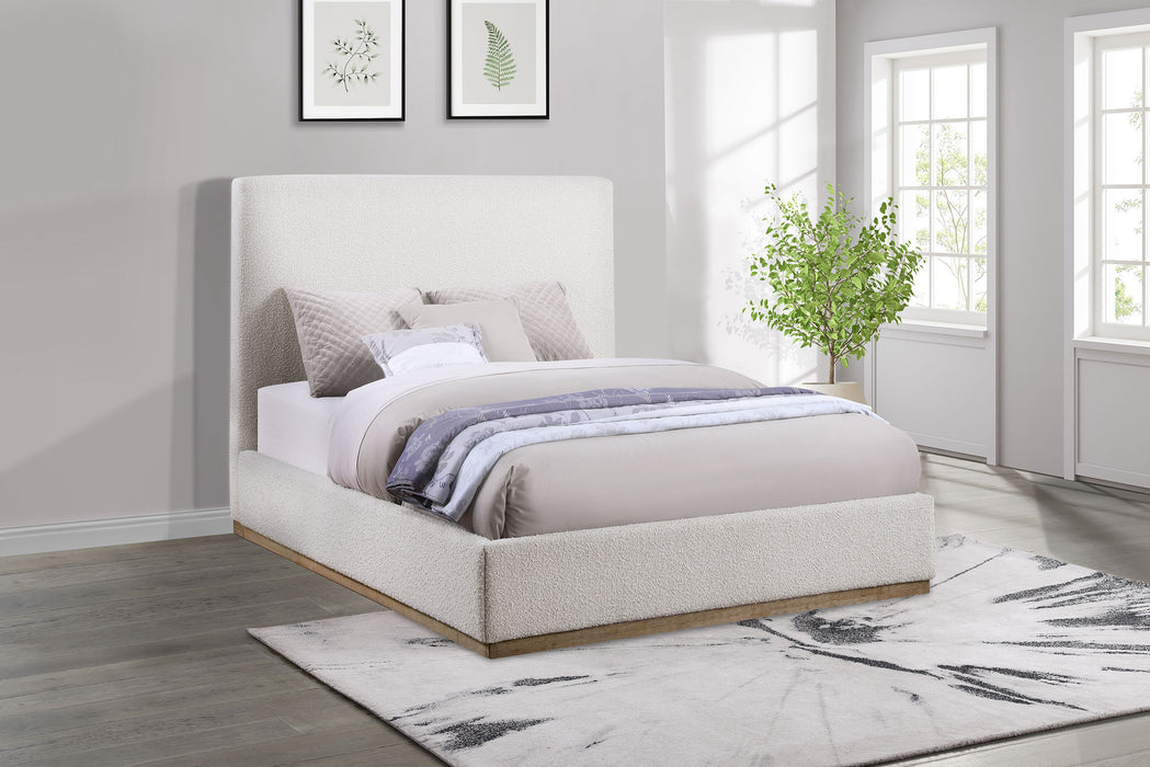 Knox Eastern King Bouclé Upholstered Platform Bed Cream