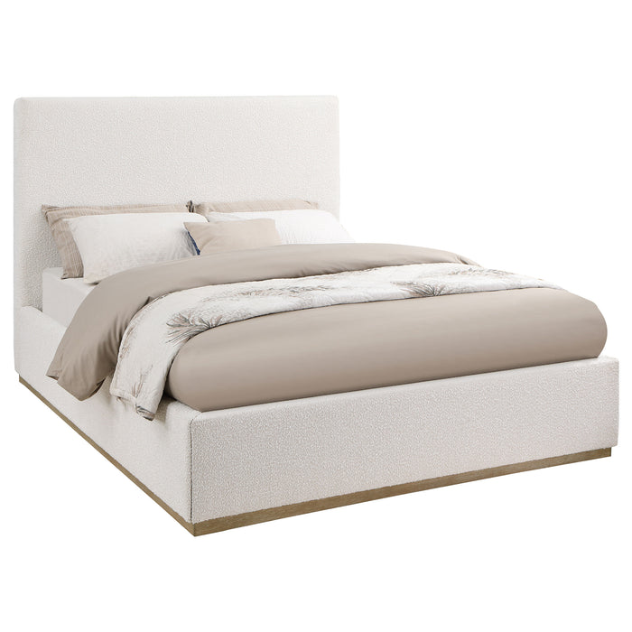 Knox Eastern King Bouclé Upholstered Platform Bed Cream