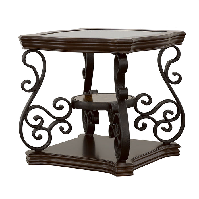 Laney 1-shelf Glass Top Square End Table Deep Merlot